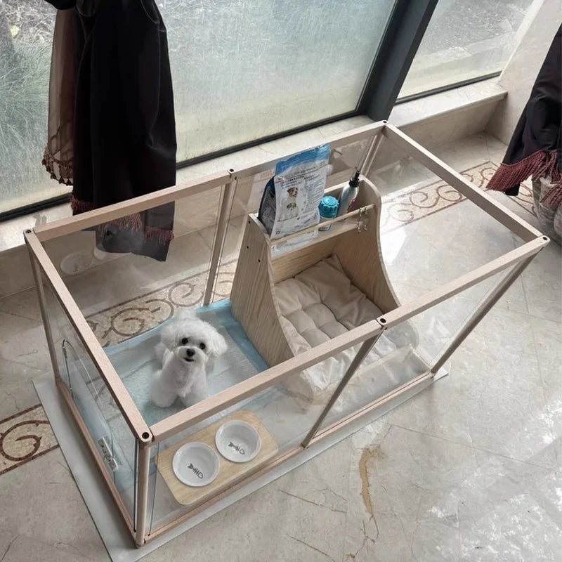 Afralia™ Pet Pen Dog Cage with Fence & Isolation Gate for Small & Medium Dogs