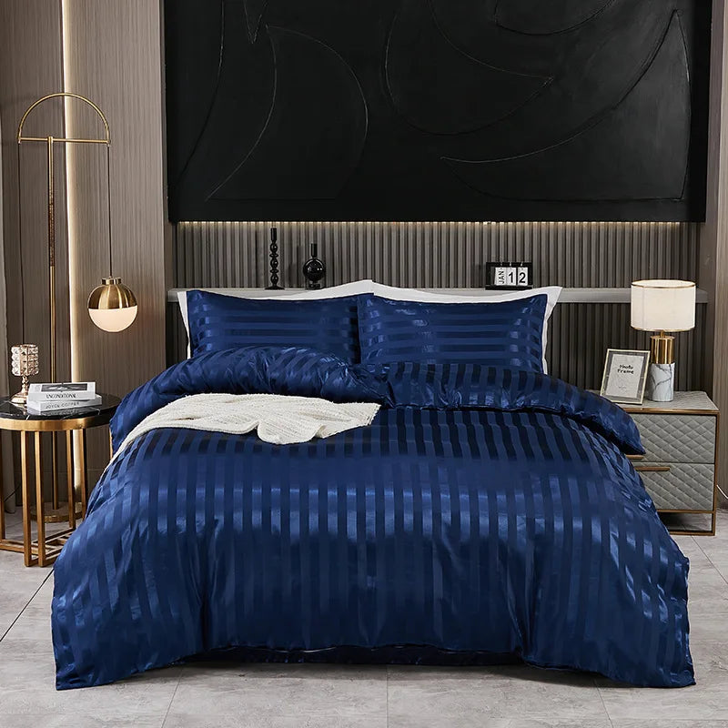 Afralia™ Luxe Silky Stripe Duvet Set: Premium Smooth Cooling Comforter for Home