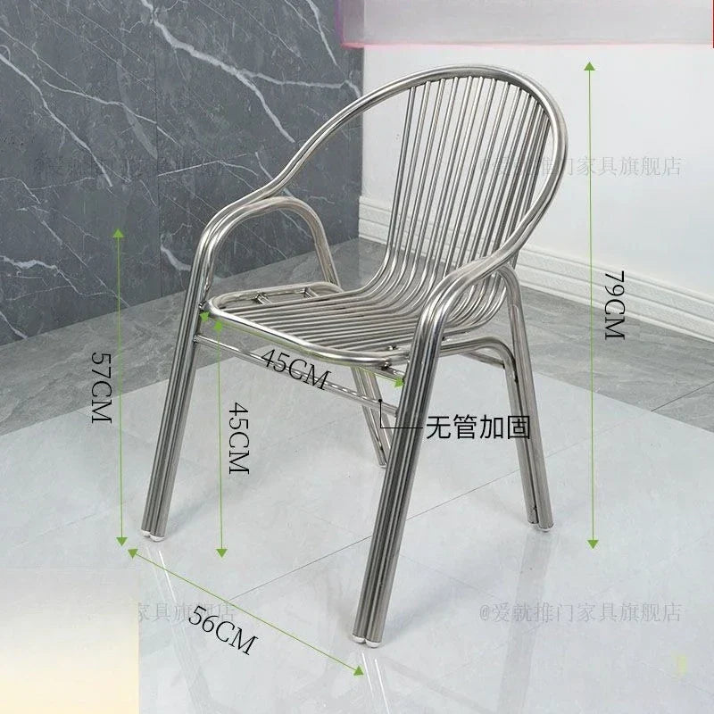 Afralia™ Stainless Steel Hollow Backrest Chair for Outdoor, Balcony, Dining - Single