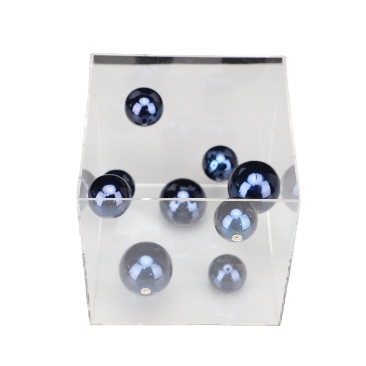 Afralia™ Abstract Metal Ball Artworks in Transparent Acrylic Container Boxes