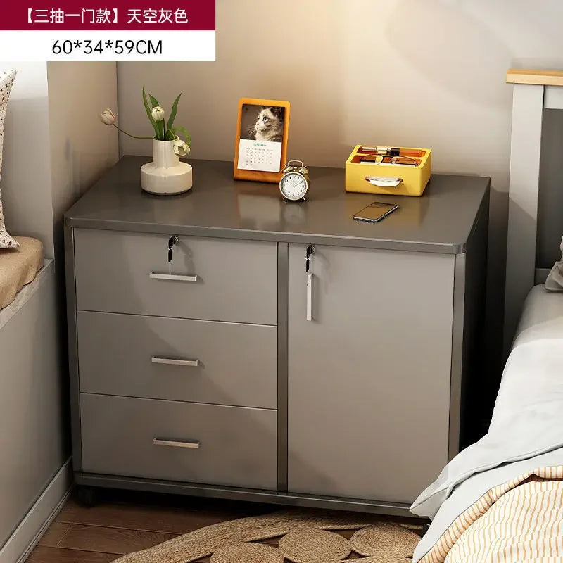Afralia™ Mobile Under-Table Storage Cabinet with Lock, Wooden Low Drawer, Printer Cabinet