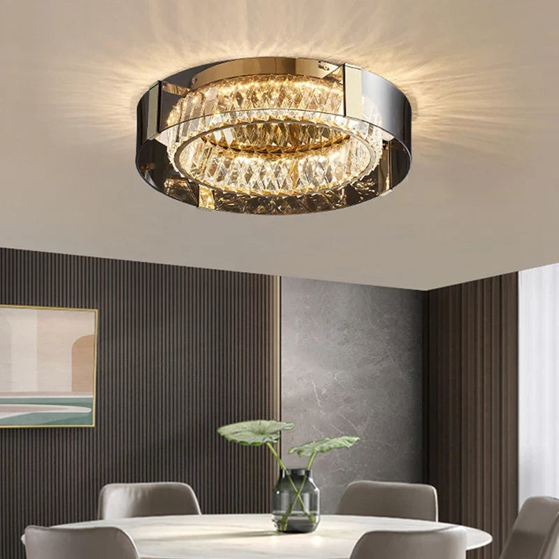 Afralia™ Crystal LED Ceiling Chandelier Modern Dimmable Luxury Light Fixture