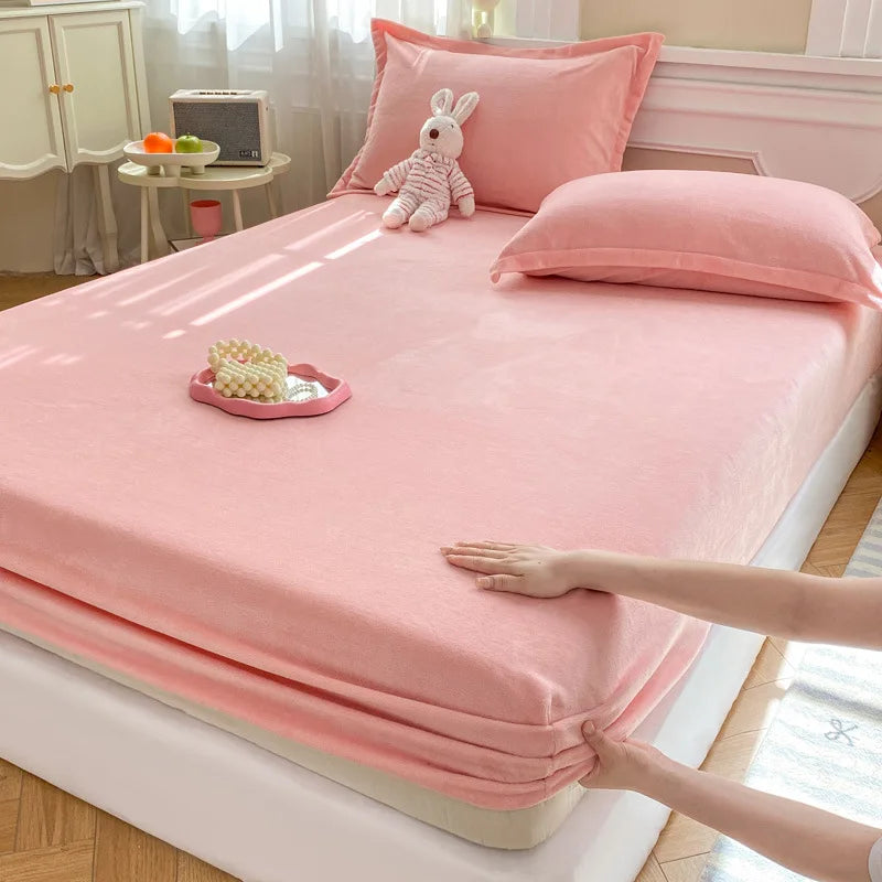 Afralia™ Winter Milk Velvet Fitted Sheet Set - Soft & Warm Mattress Cover