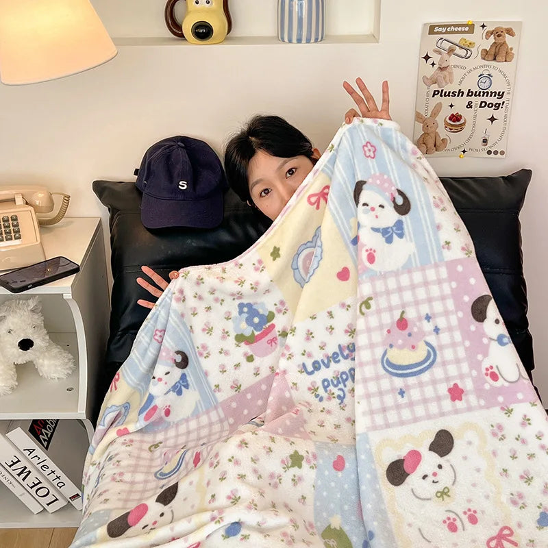 Afralia™ Double-Sided Thin Velvet Printed Blanket for Adults - Spring Autumn Bedding & Sofa Decor