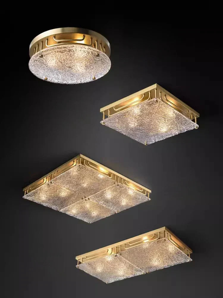 Afralia™ Gold Water Ripple Glass Ceiling Lamp for Bedroom Kitchen Home Decor