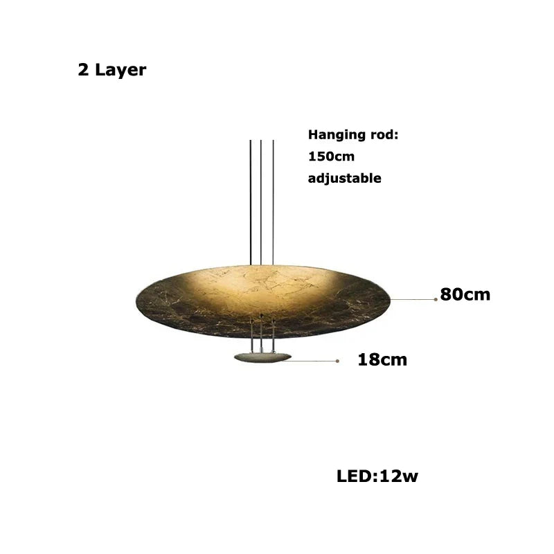 Afralia™ Gold Foil Pendant LED Chandelier, Modern Italian Design for Villas
