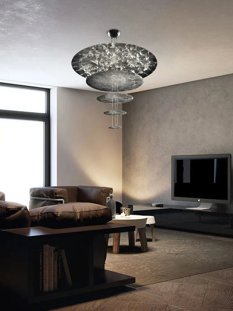 Afralia™ Gold Foil Pendant LED Chandelier, Modern Italian Design for Villas