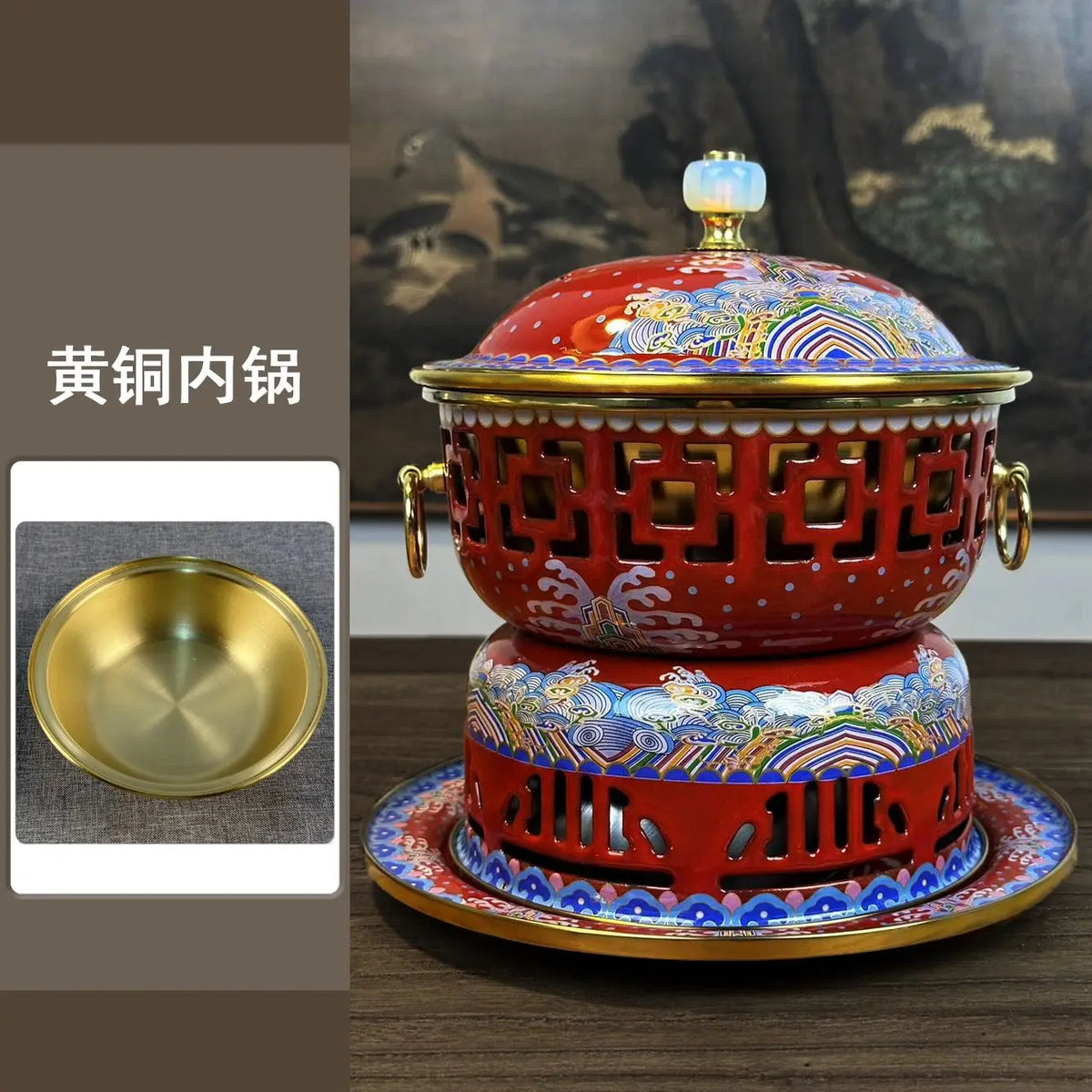Afralia™ Copper Shabu Hot Pot Stockpot for Family Gathering and Picnics