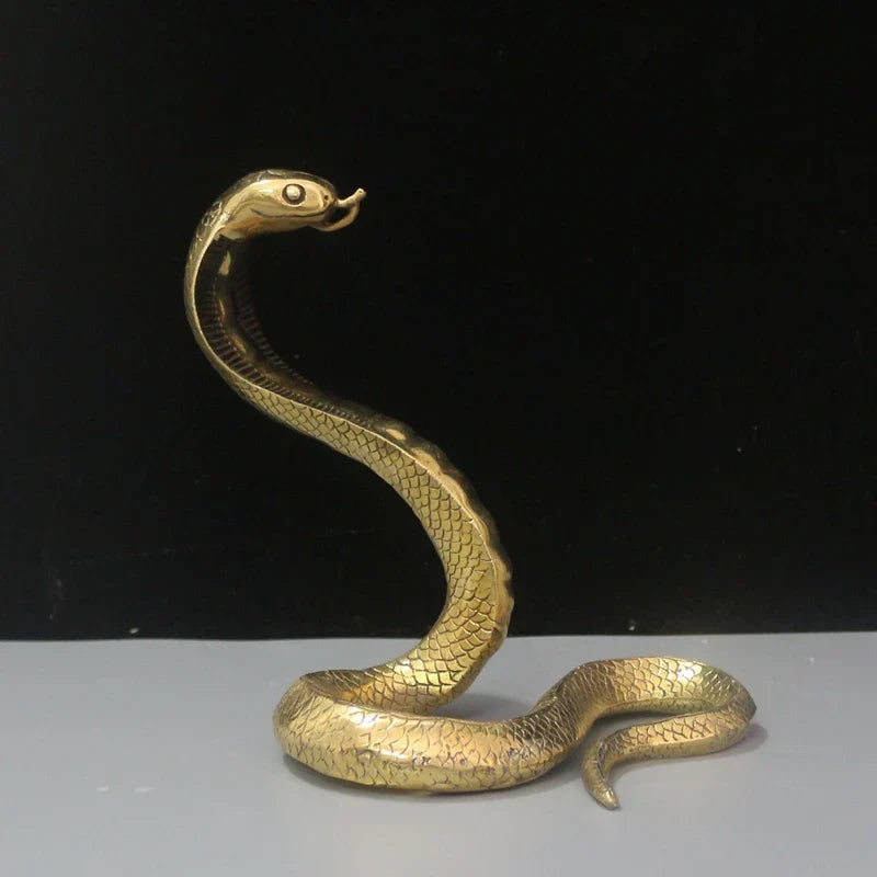 Afralia™ Copper Cobra Zodiac Snake Feng Shui Decoration Craft