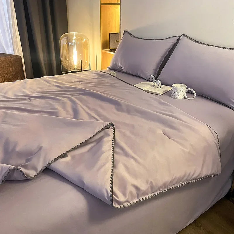 Afralia™ Embroidery Cooling Comforter, Queen Size, Soft & Breathable for Spring Summer