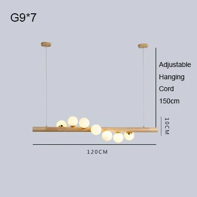 Afralia™ Nordic Walnut Glass Pendant Chandelier - Dimmable Restaurant Decor Lighting