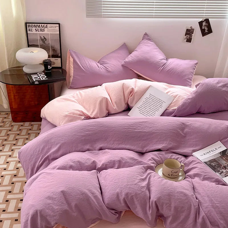 Afralia™ Cotton Bedding Set: Soft Duvet Sheets, Pillowcases, Comforter Set - All Seasons Comfort