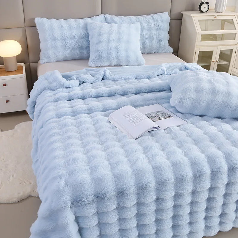 Afralia™ Bubble Rabbit Velvet Blanket: Soft Plush Sofa Cover for All Seasons