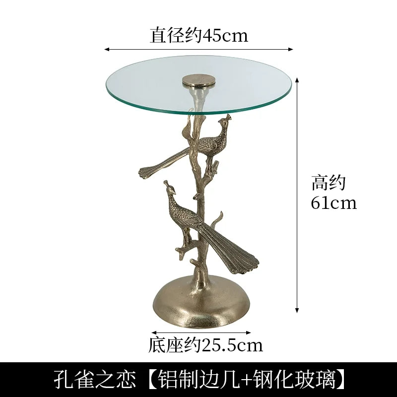 Afralia™ Brass Bird Side Table | Creative Tea Table | Balcony & Living Room Decor