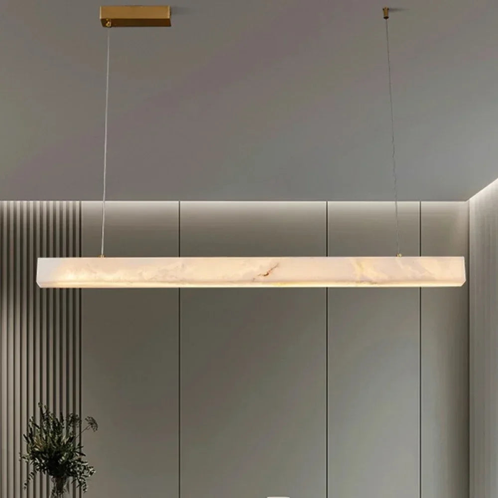 Afralia™ Marble Alabaster Copper Chandelier Pendant - Modern Natural Lighting for Dining Room & Kitchen