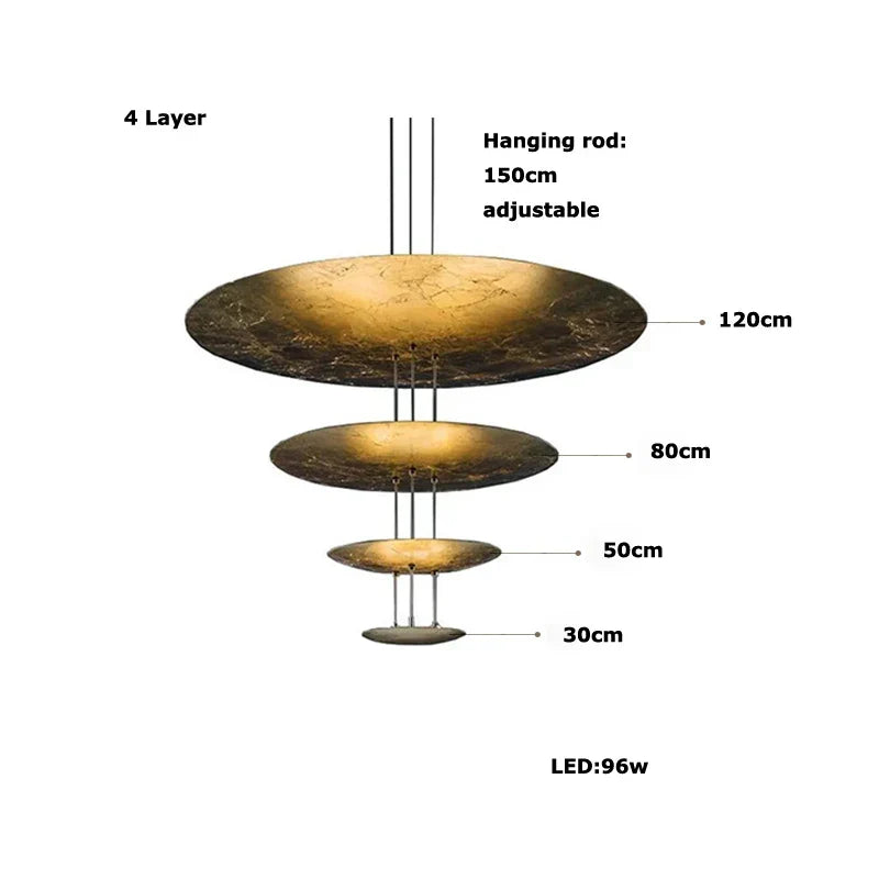 Afralia™ Gold Foil Pendant LED Chandelier, Modern Italian Design for Villas