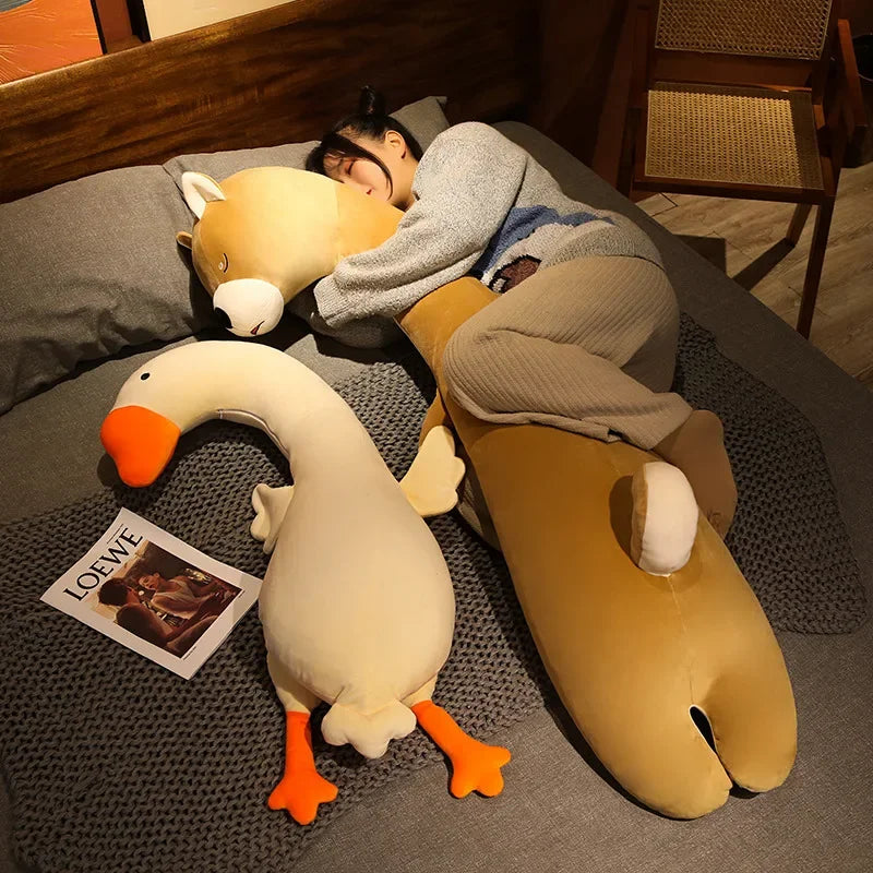 Afralia™ Cartoon Animal Side Sleeping Body Pillow - Soft, Fluffy, Lovely Throw Pillow