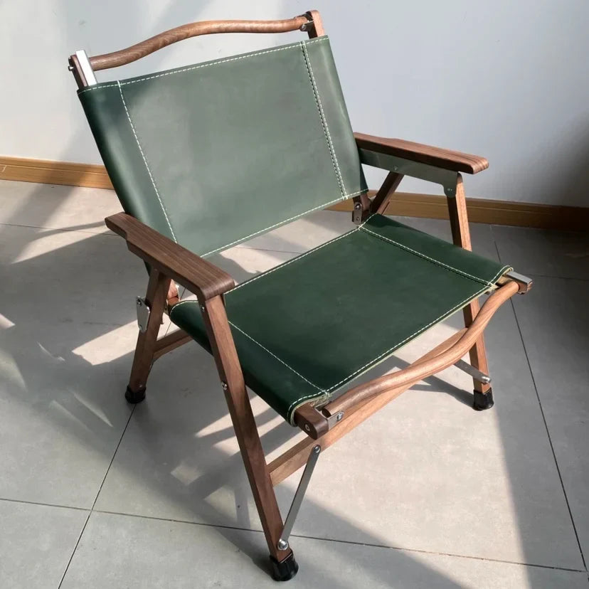 Afralia™ Portable Folding Backrest Chair with Faux Wood Armrests