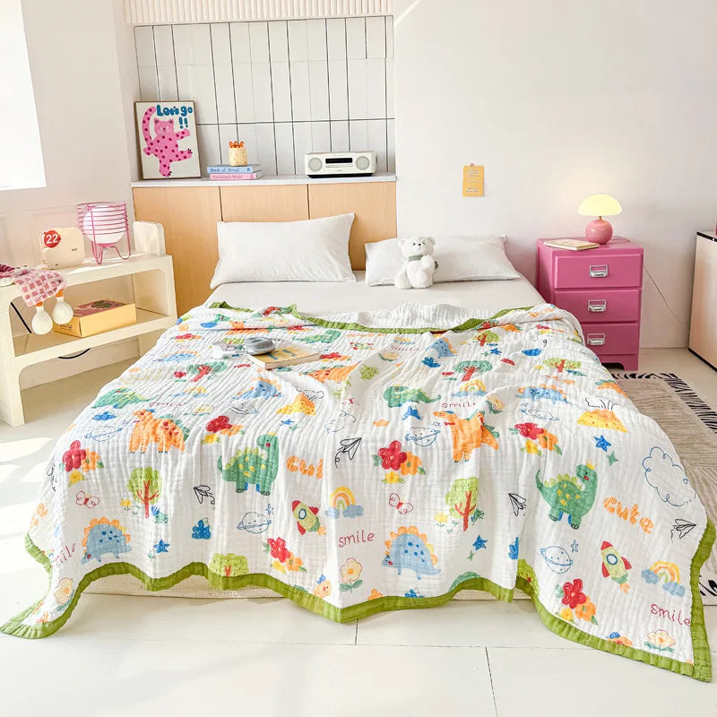 Afralia™ Six-Layer Cotton Towel Blanket: Bubble Gauze Bed Cover, Skin-Friendly, Summer Cool Quilt