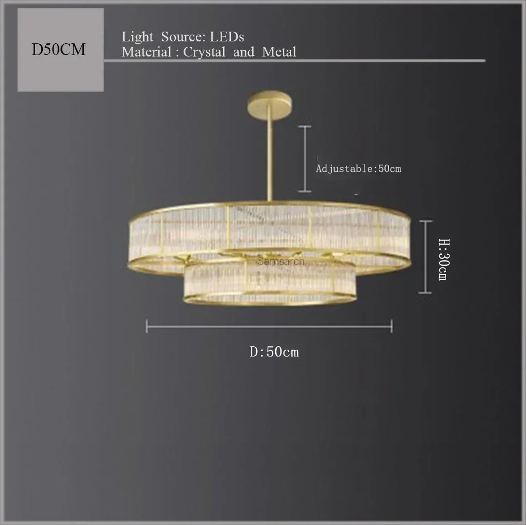Afralia™ Golden Brass Linear Crystal Chandelier - Luxury Pendant Light for Home