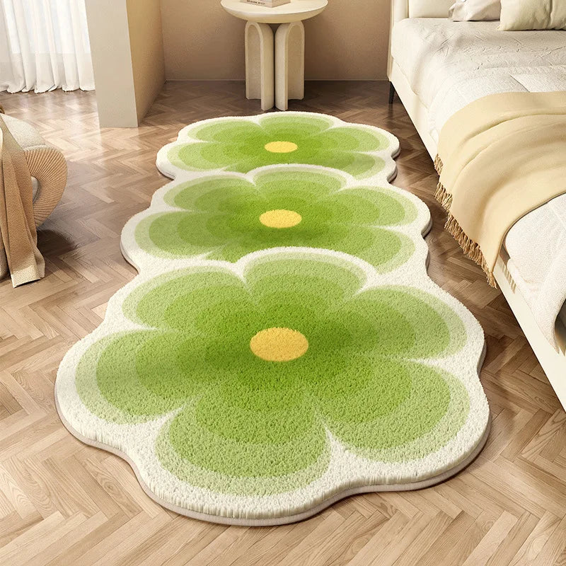 Afralia™ Floral Faux Cashmere Bedside Carpet: Soft, Non-Slip, Wear-Resistant Floor Mat