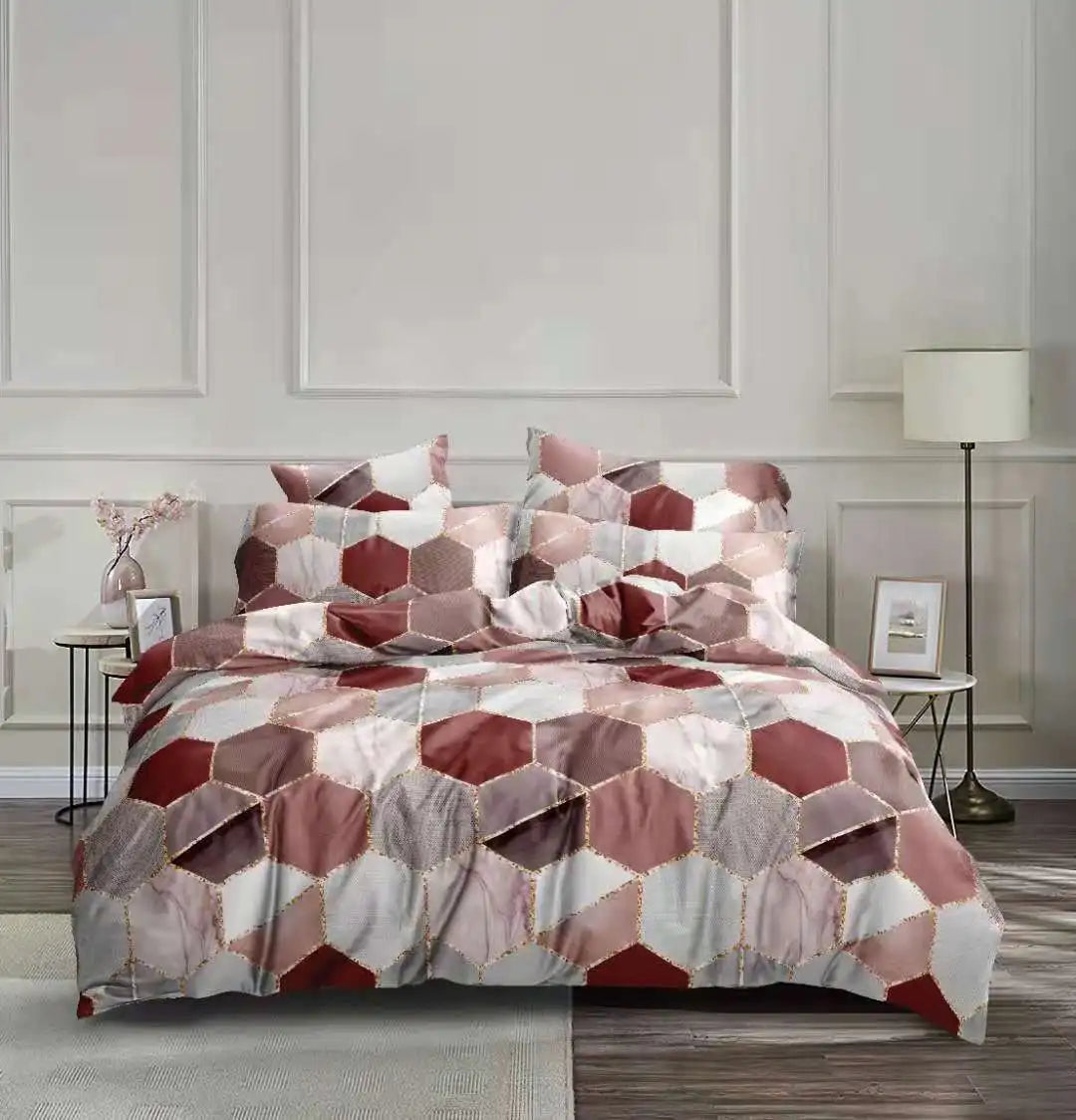 Afralia™ Honeycomb Marble Patterned Bedding Set, Premium Duvet Cover with Pillowcase