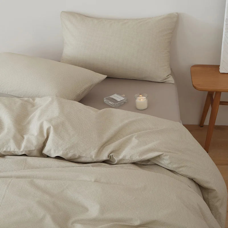 Afralia™ Nordic Cotton Solid Bedding Set Single Queen Size Quilt Set Luxurious & Skin-Friendly