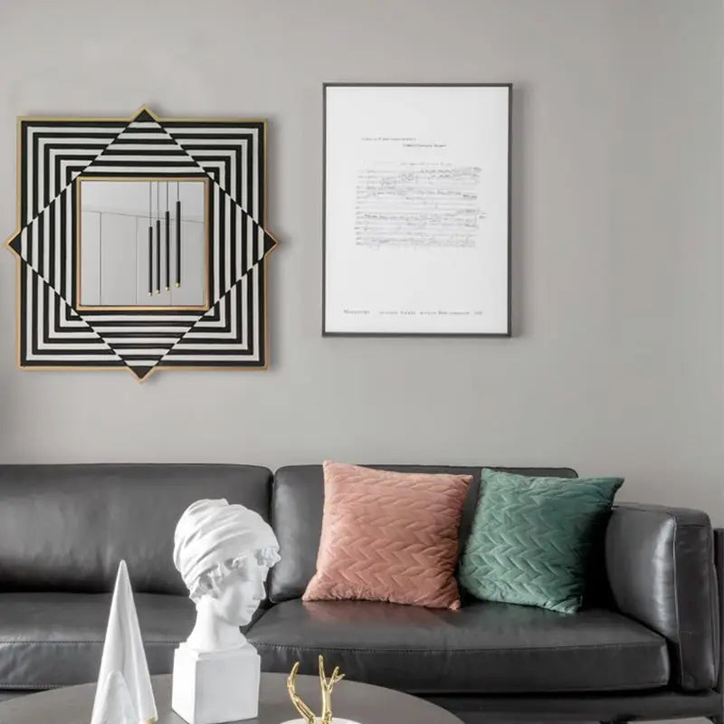 Afralia™ Nordic Wrought Iron Square Decorative Mirror