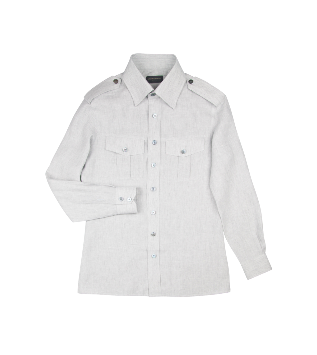 Custom Taupe Linen Field Shirt by Michael Andrews - custom suits nyc bespoke tailor midtown, noho