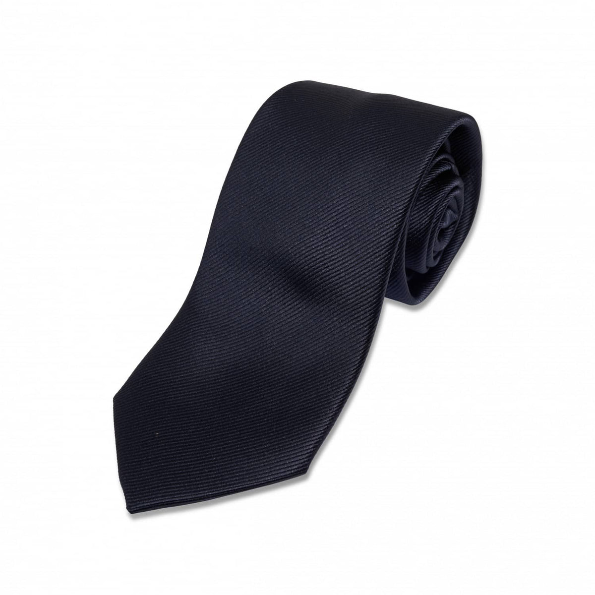 (product) Dark Navy Imperial Twill Silk Necktie, Rolled - custom suits nyc bespoke tailor midtown, noho