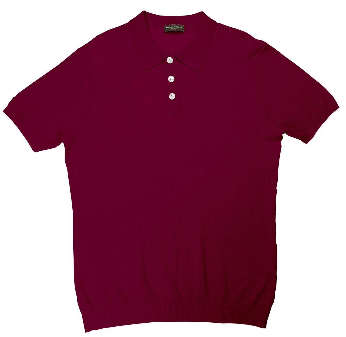 (product) Beetroot Silk Cashmere Link Stitch Polo - custom suits nyc bespoke tailor midtown, noho