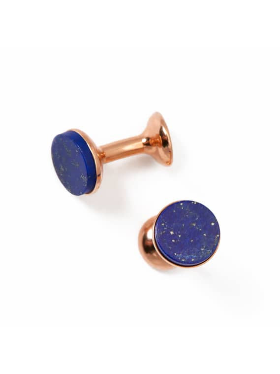(product) Lapis Lazuli Cufflinks (Rose Gold) - custom suits nyc bespoke tailor midtown, noho
