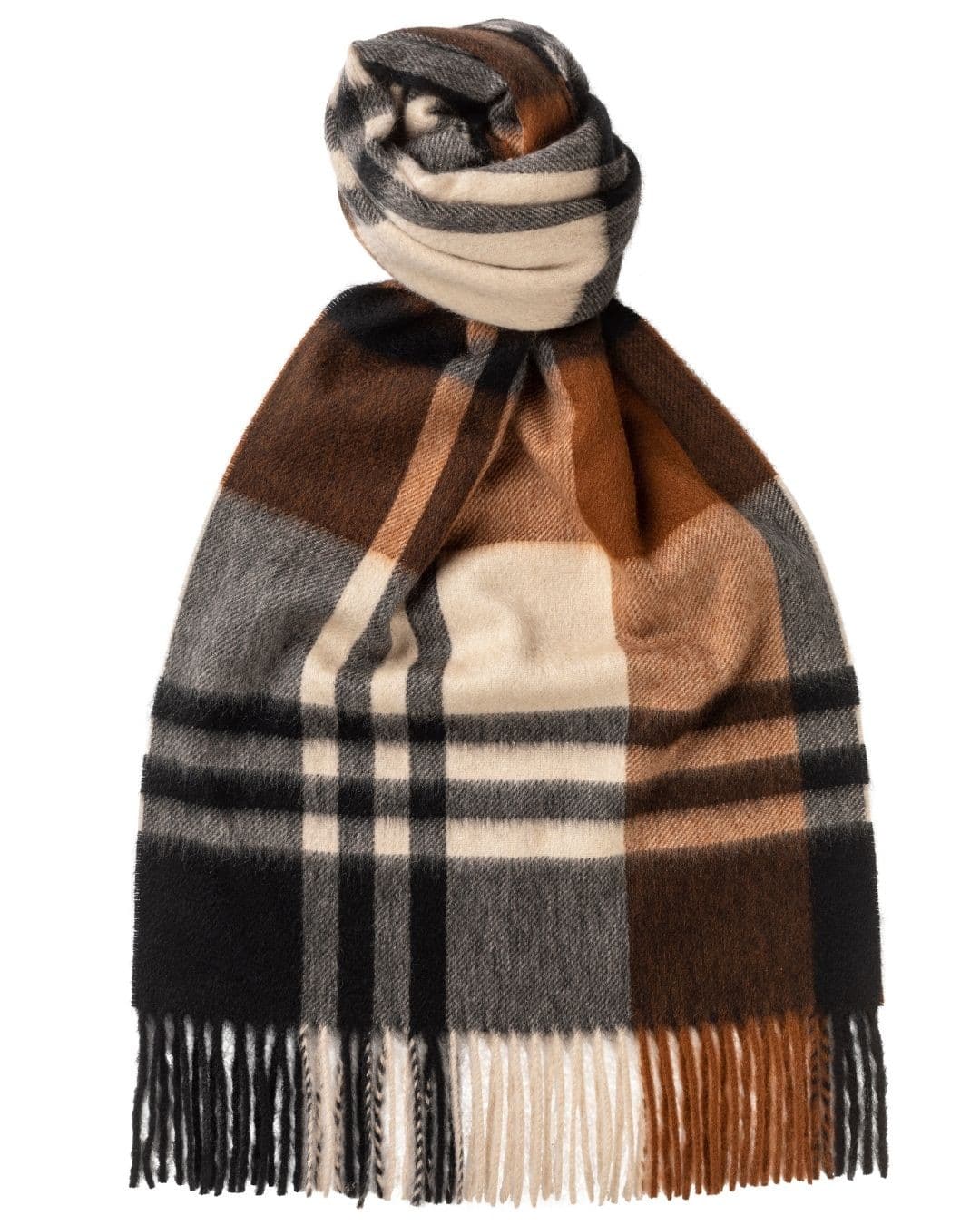(product) Crocket Primary Blackwatch Wide Cashmere Scarf, Knotted - custom suits nyc bespoke tailor midtown, noho