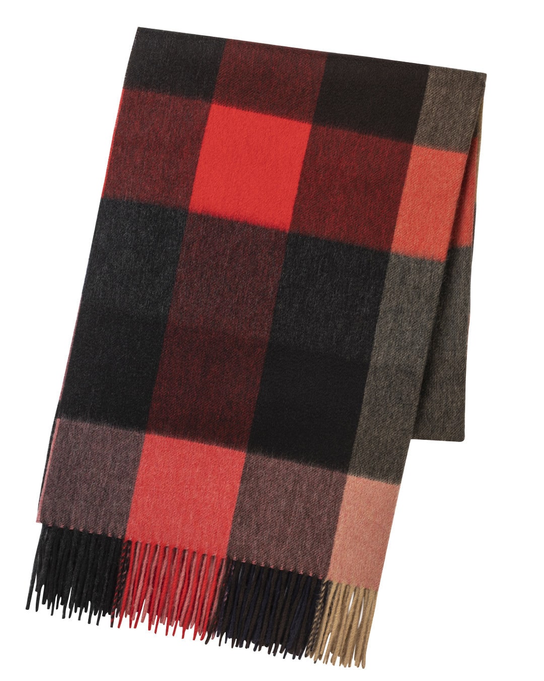 (product) Red Seven Colour Block Check Stole, Folded - custom suits nyc bespoke tailor midtown, noho