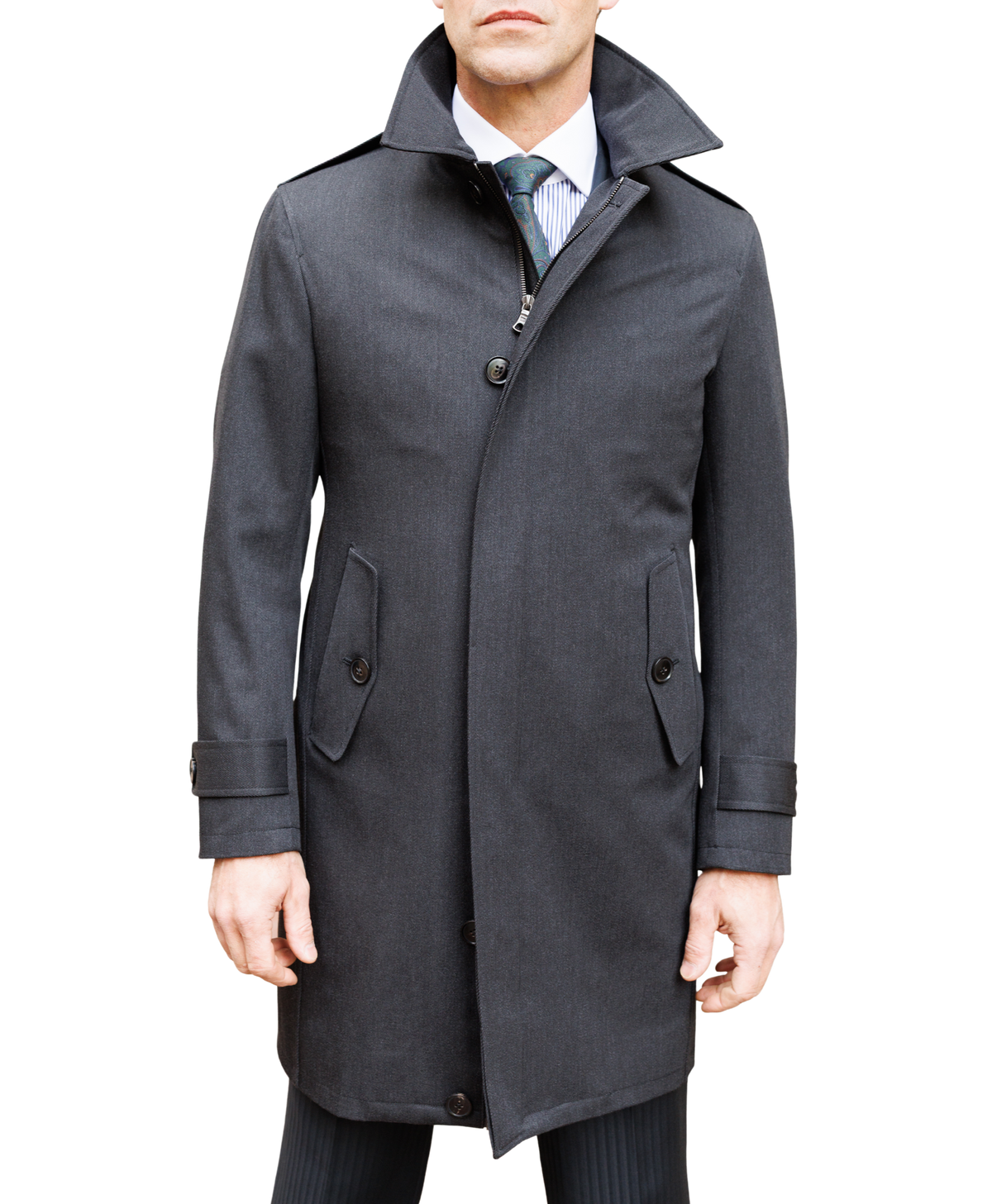 Loro Piana Solid Grey Twill Custom Storm Stopper Jacket - custom suits nyc bespoke tailor midtown, noho