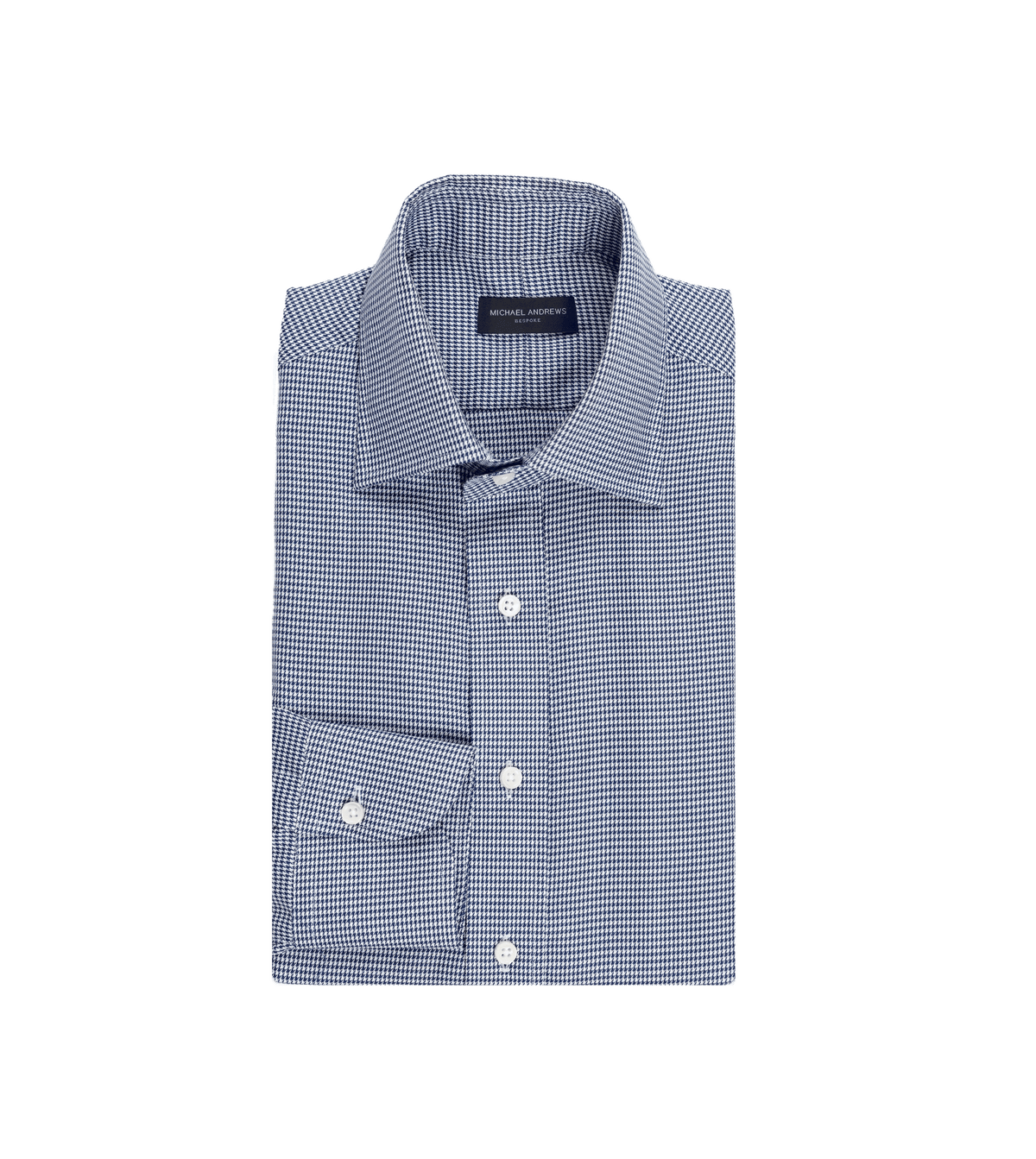 Dark Blue Houndstooth Twill Dress Shirt - He Spoke Style Shop - custom suits nyc bespoke tailor midtown, noho