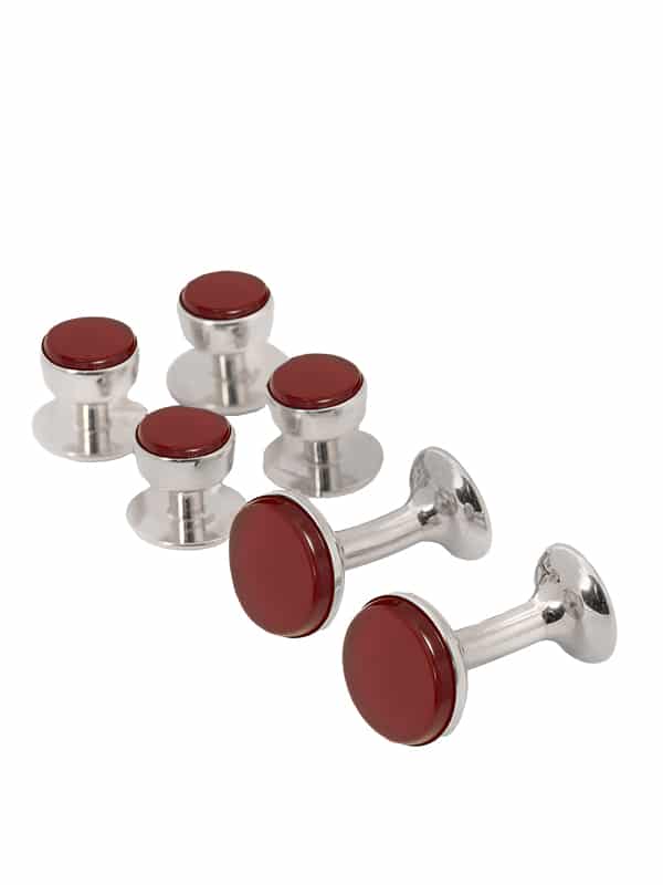 (product) Cornelian Stud and Cufflink Set (White Rhodium) - custom suits nyc bespoke tailor midtown, noho