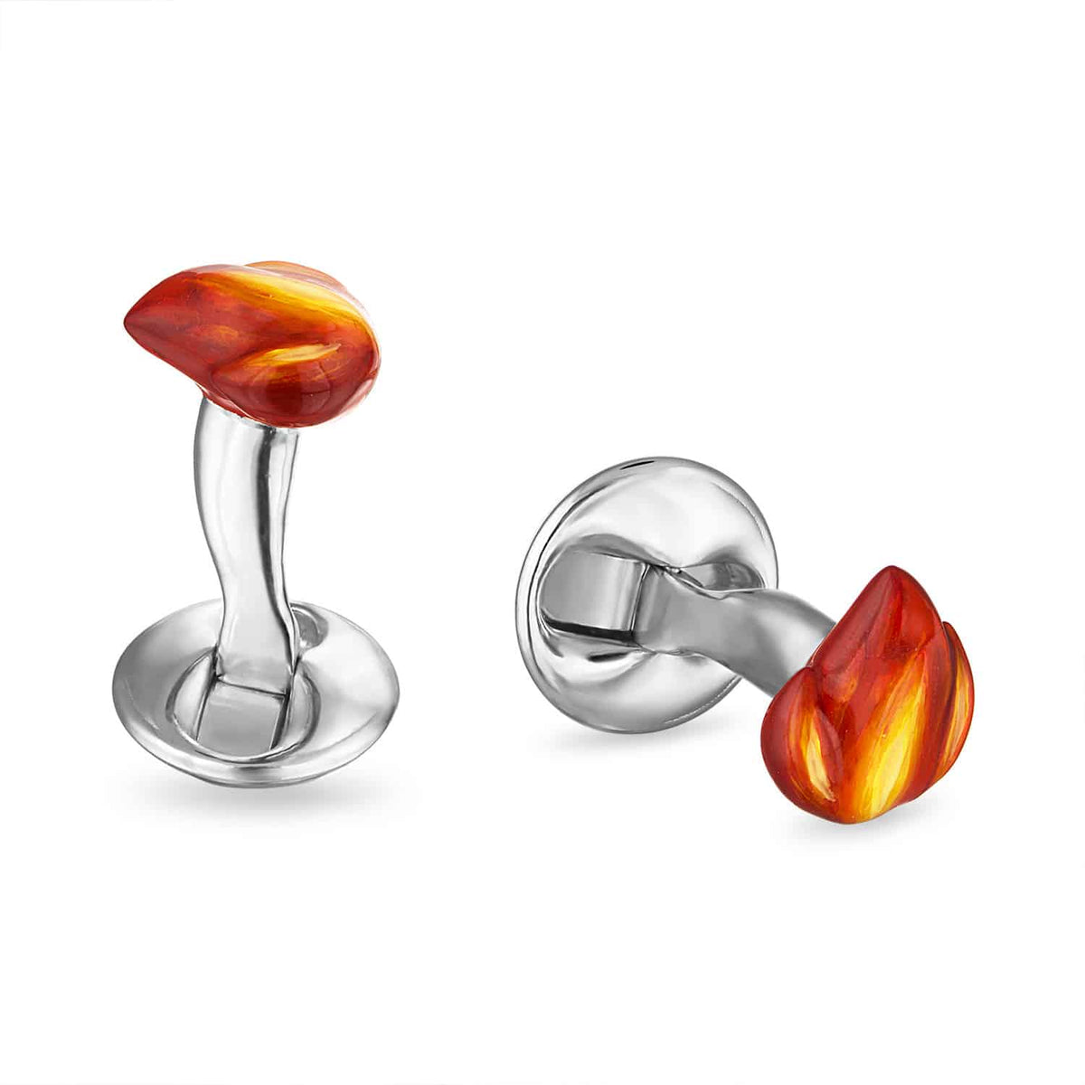 (product) The Flame Cufflinks, fiery amber flame design - custom suits nyc bespoke tailor midtown, noho