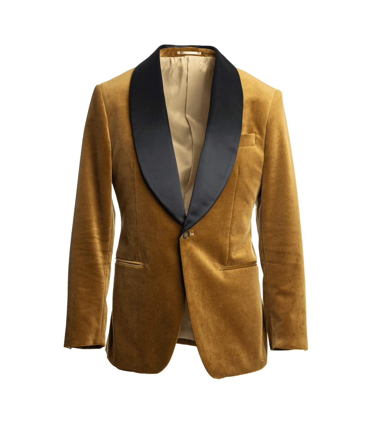 (product) Golden Brown Velvet Dinner Jacket by He Spoke Style - custom suits nyc bespoke tailor midtown, noho