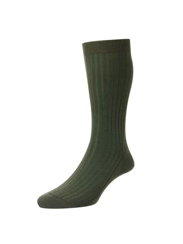 (product) Pantherella Laburnum Mid-Calf Wool Socks - Leaf Green - custom suits nyc bespoke tailor midtown, noho