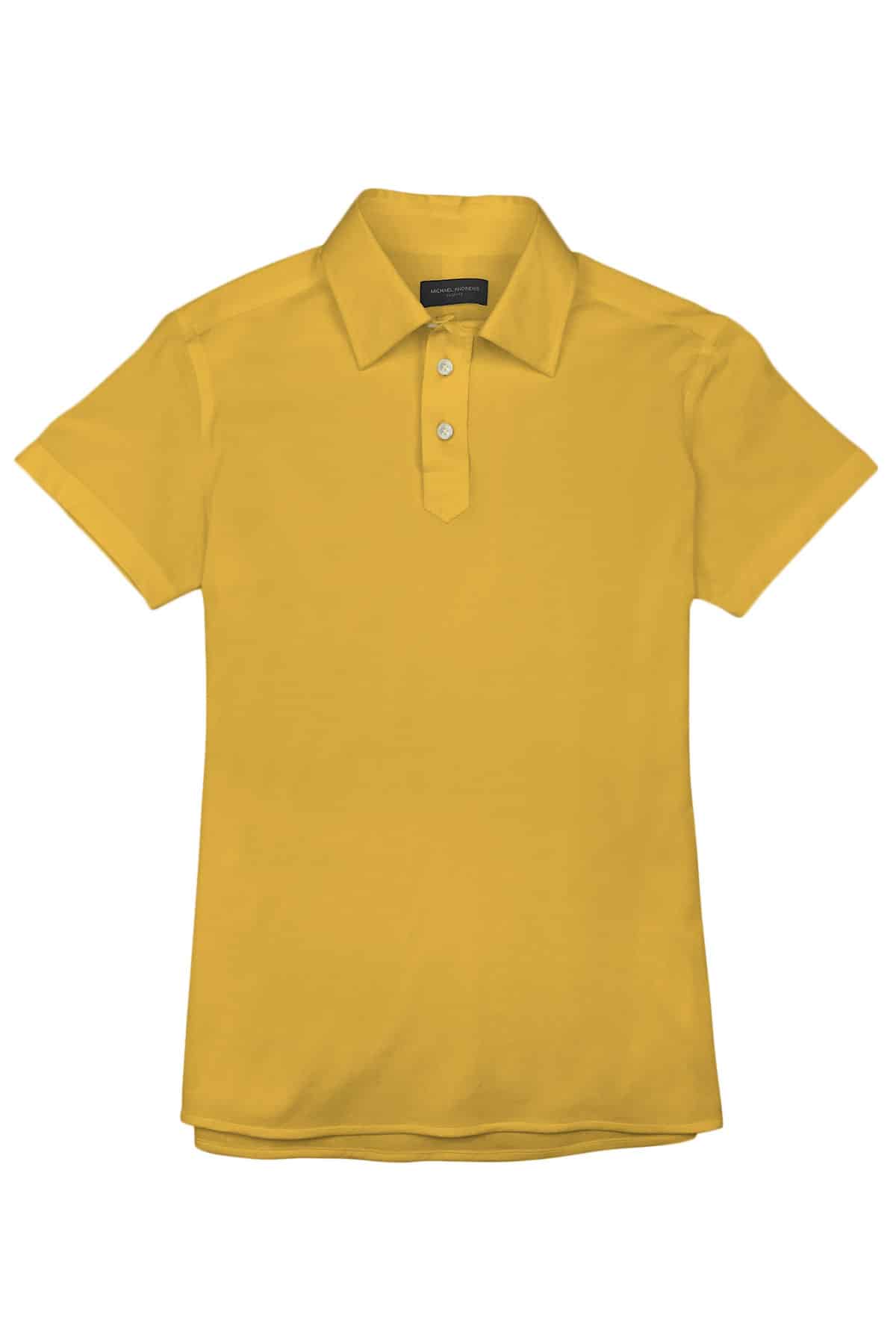 (product) Yellow Pique Polo Shirt, front view - custom suits nyc bespoke tailor midtown, noho