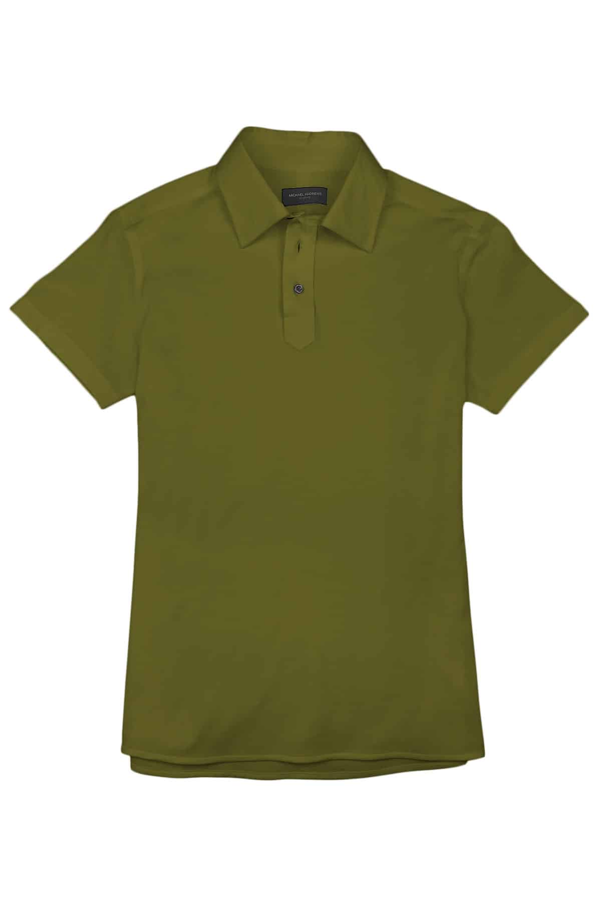 (product) Army Green Pique Polo Shirt, front view - custom suits nyc bespoke tailor midtown, noho
