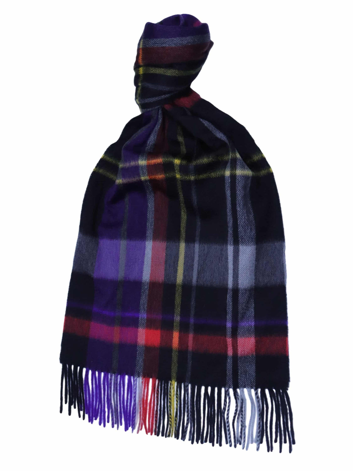 (product) Black x Multi Madras Check Wide Cashmere Scarf, knotted - custom suits nyc bespoke tailor midtown, noho