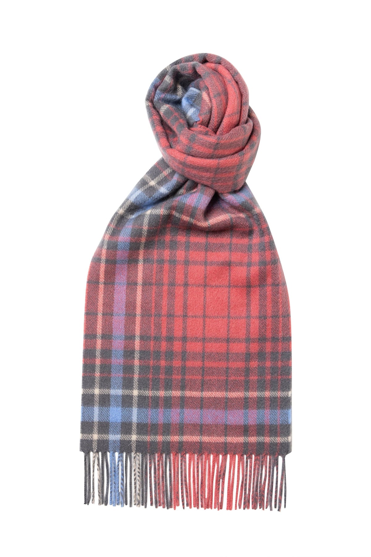 (product) Lobster x Grey Plaid Cashmere Scarf, knotted - custom suits nyc bespoke tailor midtown, noho