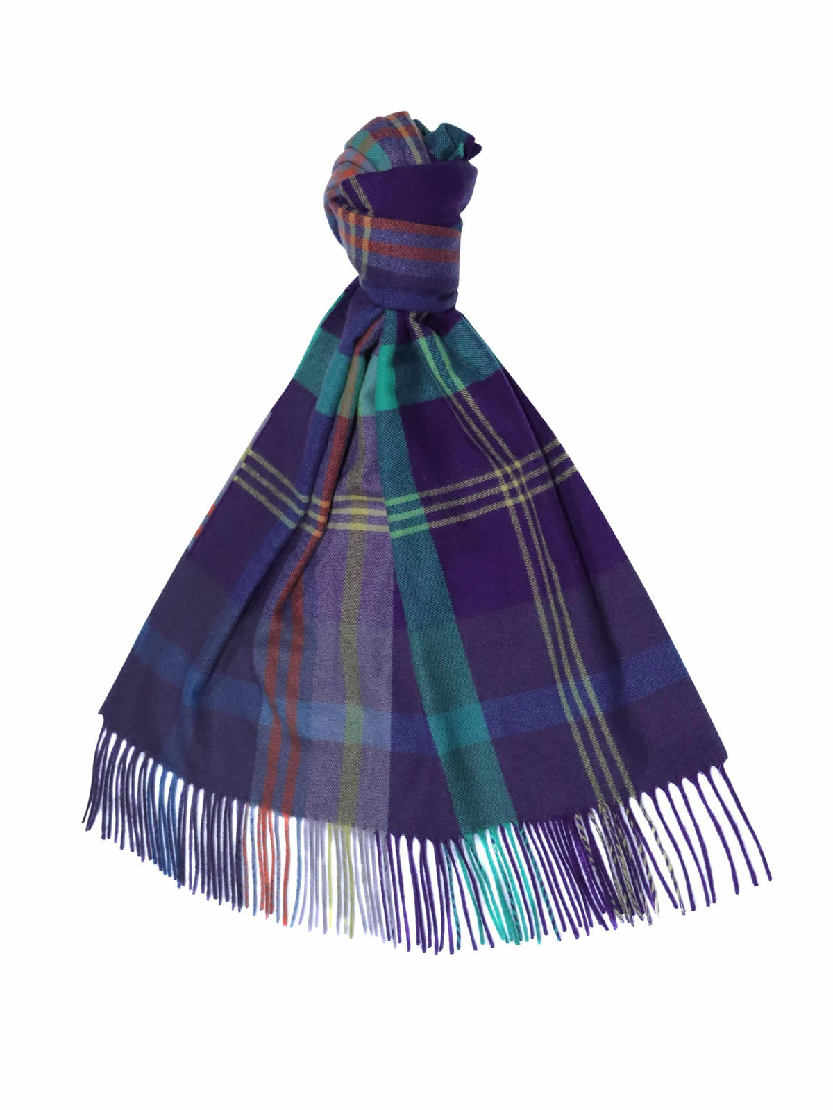 (product) Navy x Multi Plaid Extra Wide Cashmere Scarf, knotted - custom suits nyc bespoke tailor midtown, noho