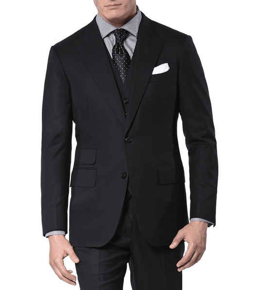 Black two-button Super 110's Bespoke Suit Jacket - custom suits nyc bespoke tailor midtown, noho