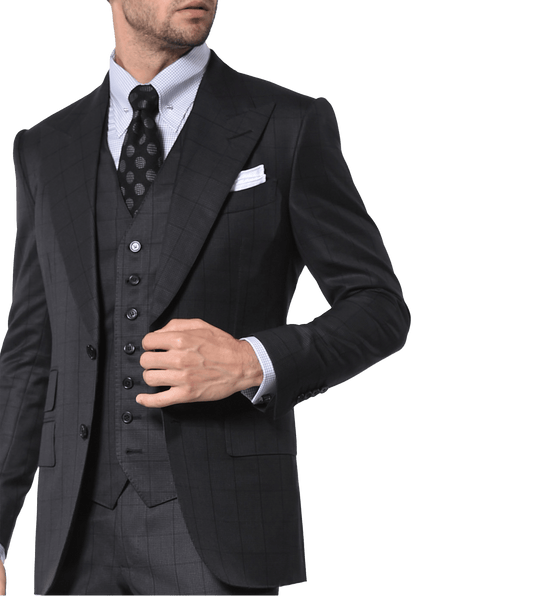 Charcoal Houndstooth Windowpane Signature Bespoke Suit - custom suits nyc bespoke tailor midtown, noho