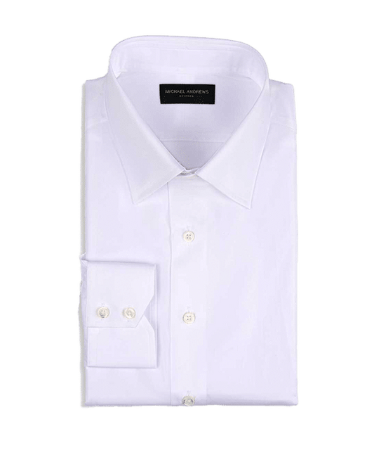 (product) White Poplin, Classic-Collar Shirt - custom suits nyc bespoke tailor midtown, noho