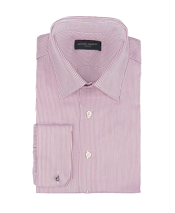 (product) Burgundy Thin Stripe Classic-Collar Shirt - custom suits nyc bespoke tailor midtown, noho