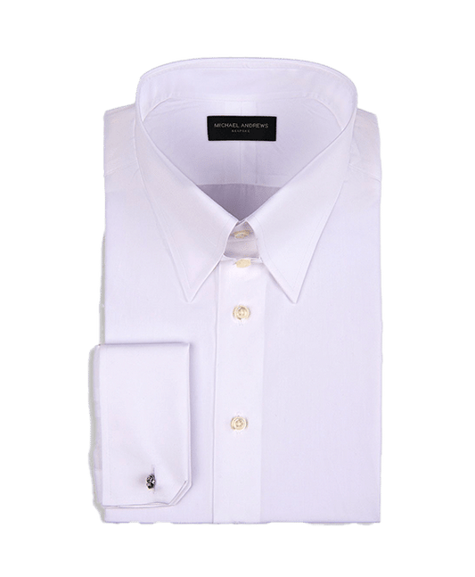 (product) White Poplin, Tab-Collar Shirt - custom suits nyc bespoke tailor midtown, noho